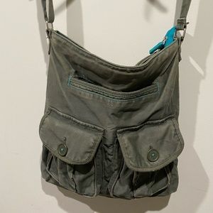 Army green cloth cross chest purse /tote